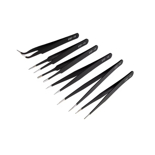 6pcs Precision Tweezers Set – ESD Anti-Static Stainless Steel Repair Tools