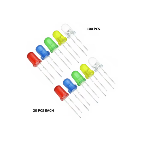 5mm 100pcs Red White Blue Green Yellow LED